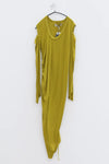 marc le bihan off shoulder pleated dress 2849 E23 ANIS